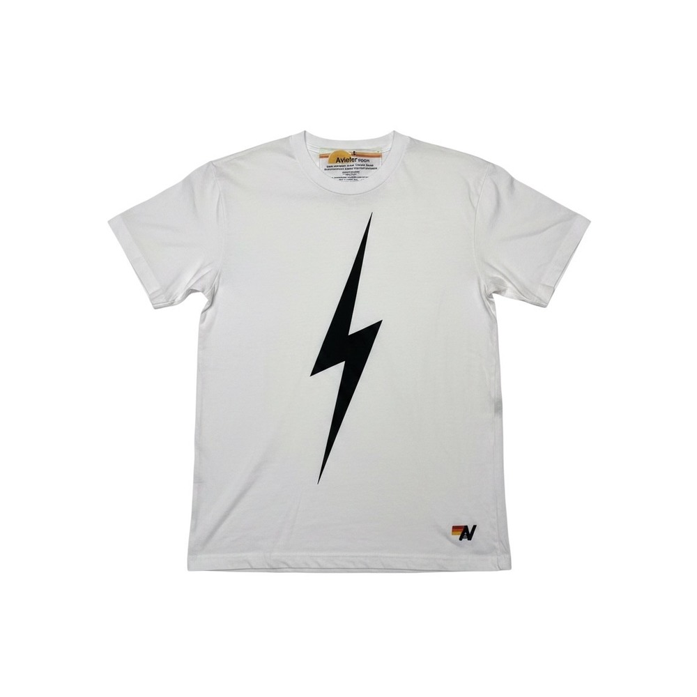 Aviator Nation Bolt Boyfriend Tee White Black Lightning Bolt T-Shirt Small NWT